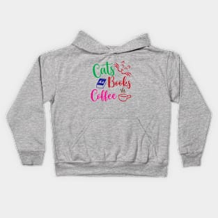 Cats Books And Coffee Kids Hoodie